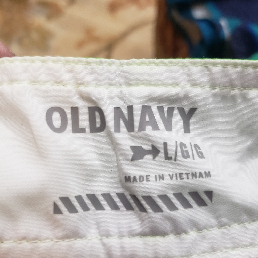 Old Navy mens large swim shorts..blue, green, and neon green. - Picture 5 of 6